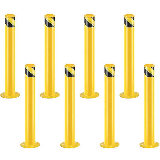 Safety Bollard Post, Steel Bollards,Parking Bollard, Yellow Powder Coated Safety Parking Barrier Post, for Traffic Sensitive Areas (8, 42"H*3.5"D)