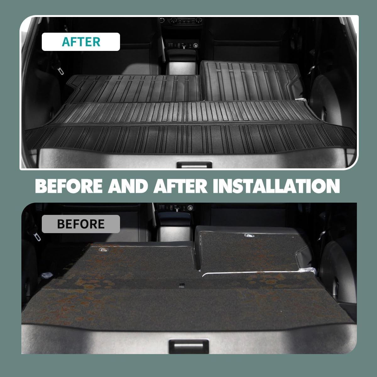 Vanseno Cargo Liner & Backrest Mat Compatible for 2013-2018 Toyota Rav4 Trunk & Rear Backrest All Weather Mats Liner (13-18RAV4)