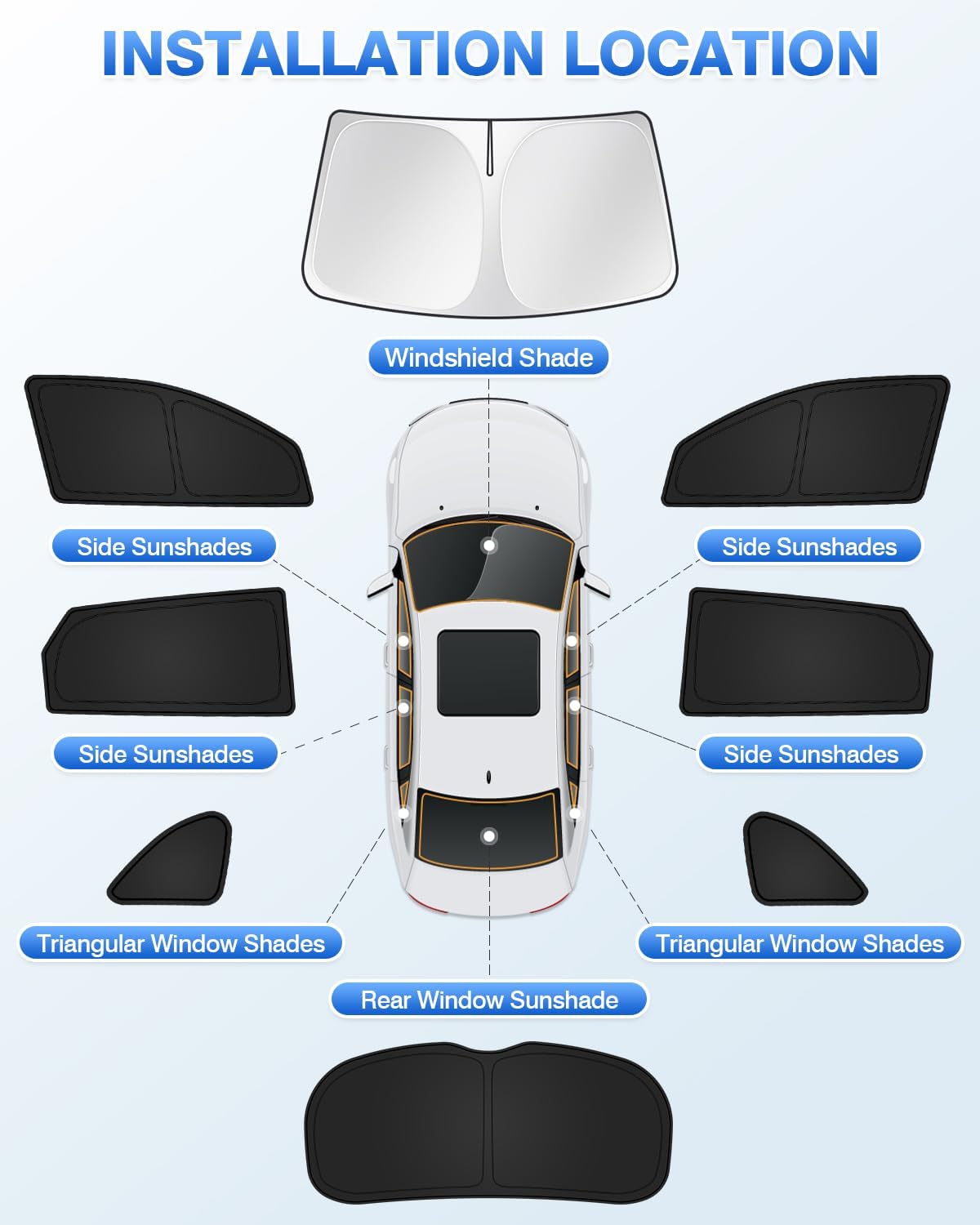 Sunshades for Hyundai Tucson 2016-2021 Accessories Windshield Sun Shade Side Rear Window Shade Cover Sun Visor Shield Privacy Protection Keep Vehicle Cool Black 8PCS