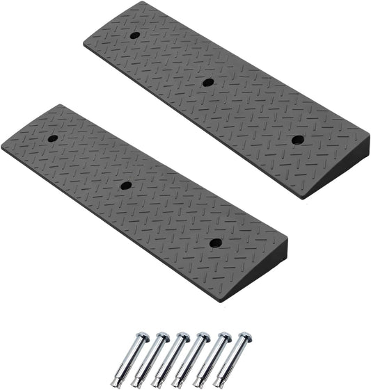 2 Pack 3.1'' Rise Rubber Curb Ramp Heavy Duty Loading Rubber Curb Ramps 3 Tons Driveway Ramp Car Slope Ramp for Loading Dock Bike Vehicle Warehouse Sidewalk Wheelchair (3.1" H)