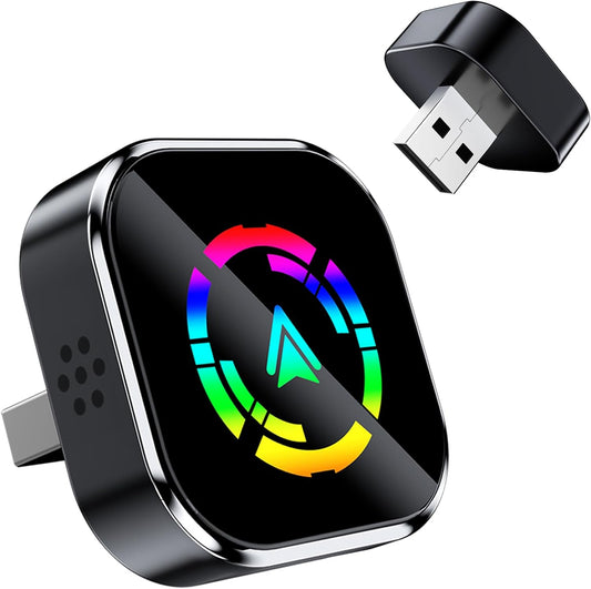 Wireless CarPlay Adapter for iPhone, 2025 Upgraded Wired to Wireless for Apple CarPlay, Mini USB Design Car Play Adapter with Type-C Extension, Plug and Play, Stable Connection & No Latency