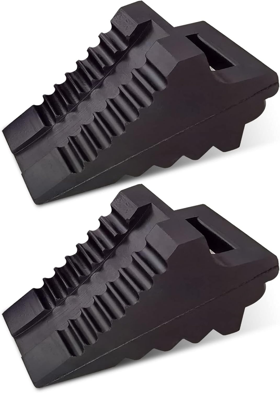 ROBLOCK Solid Rubber Wheel Chocks Heavy Duty Trailer Chock, G.V.W. Up to 4T, 2 Pack Black, 8.6" L x 3.7 W x 4.7" H for Car, Travel Trailers, RV, Truck, and ATV, for All Weather Use