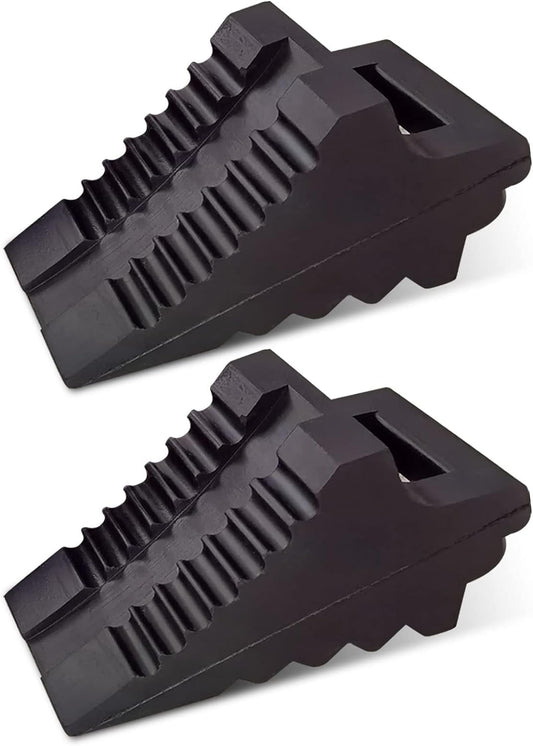 ROBLOCK Solid Rubber Wheel Chocks Heavy Duty Trailer Chock, G.V.W. Up to 4T, 2 Pack Black, 8.6" L x 3.7 W x 4.7" H for Car, Travel Trailers, RV, Truck, and ATV, for All Weather Use