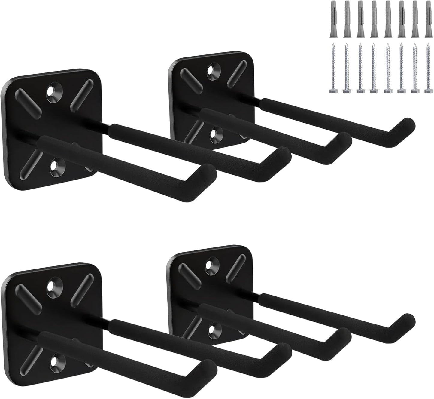 4PCS Garage Hooks Heavy Duty, Garage Hanger Storage Tool Organizer Rack, Wall Mount Utility Hooks to Hang Chairs, Ladders, Tires, Shovels, Strollers and More