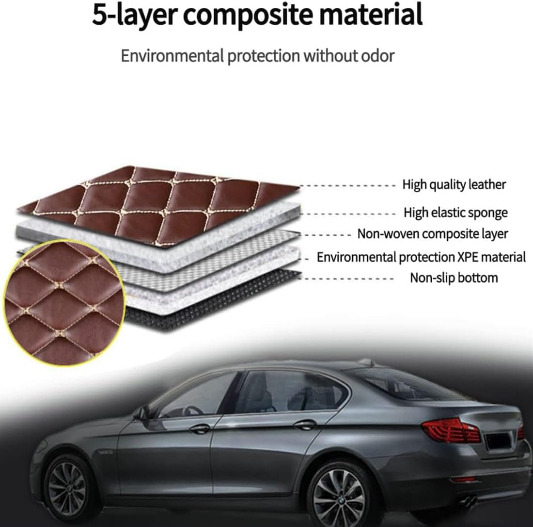 Custom Personalized Floor Mats for Cars，Luxury Full Coverage All Car Floor Mats，Anti-Slip Leather Car Mat Set ，Custom Floor Mats for 99% of Cars, Trucks & SUVs. (Light Brown)