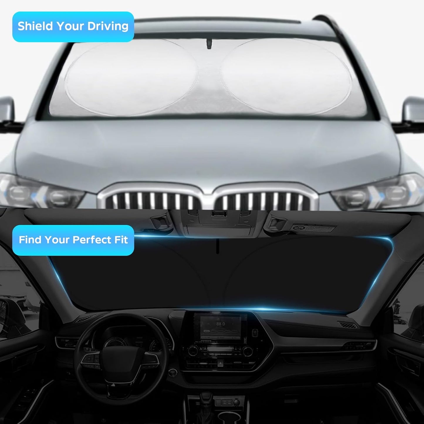 INSAUTO for 2019-2023 2024 2025 BMW 3 Series Car Windshield Sun Shade Sunshade for 2022-2025 B&W 3 Series 330i M340i Sun Protector Front Window Windshield Cover Fit 3-Series 3 Series Accessories