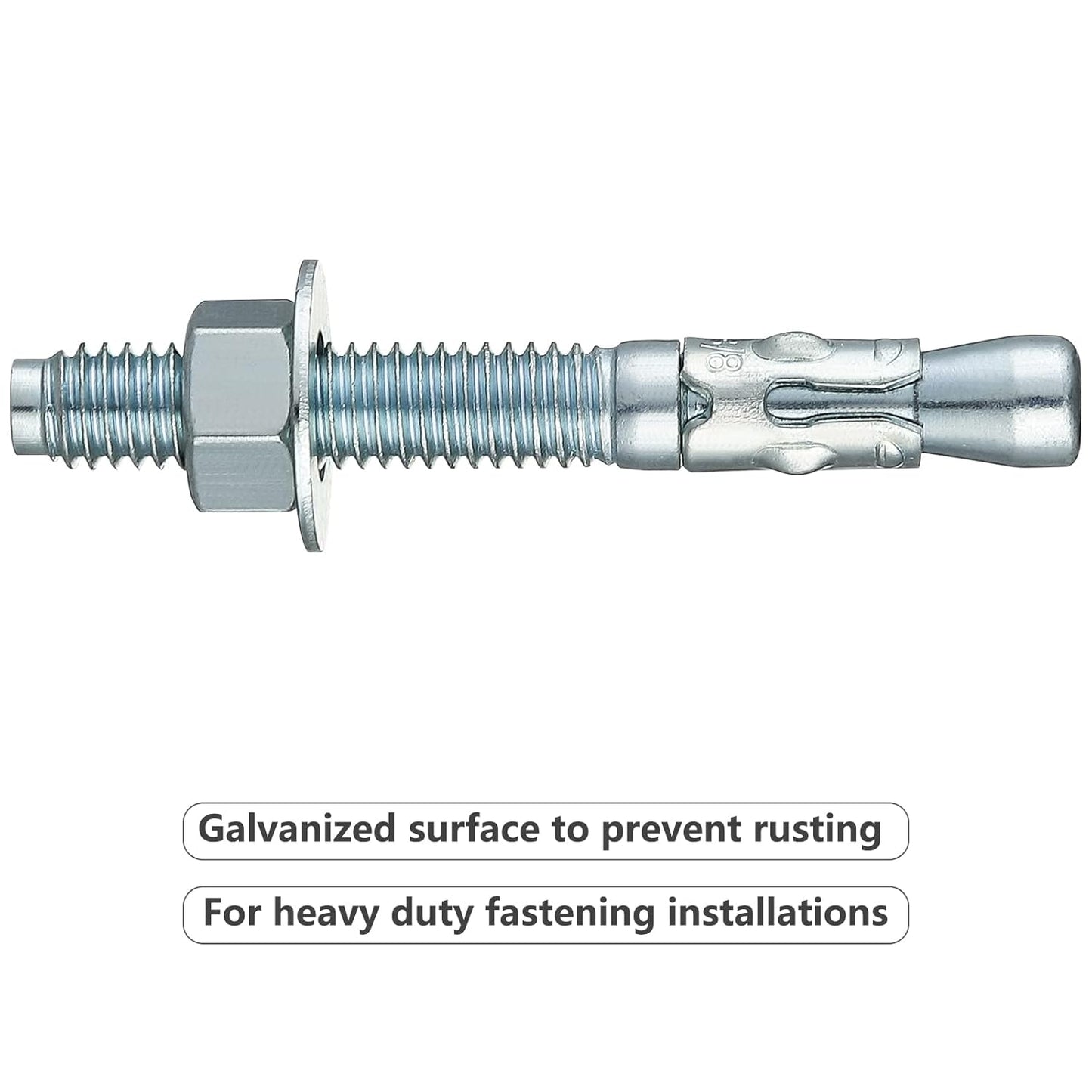3/8x3 50Pcs Inch Standard Fasteners for Heavy-Duty Zinc Wedge Anchors for Cement and Concrete