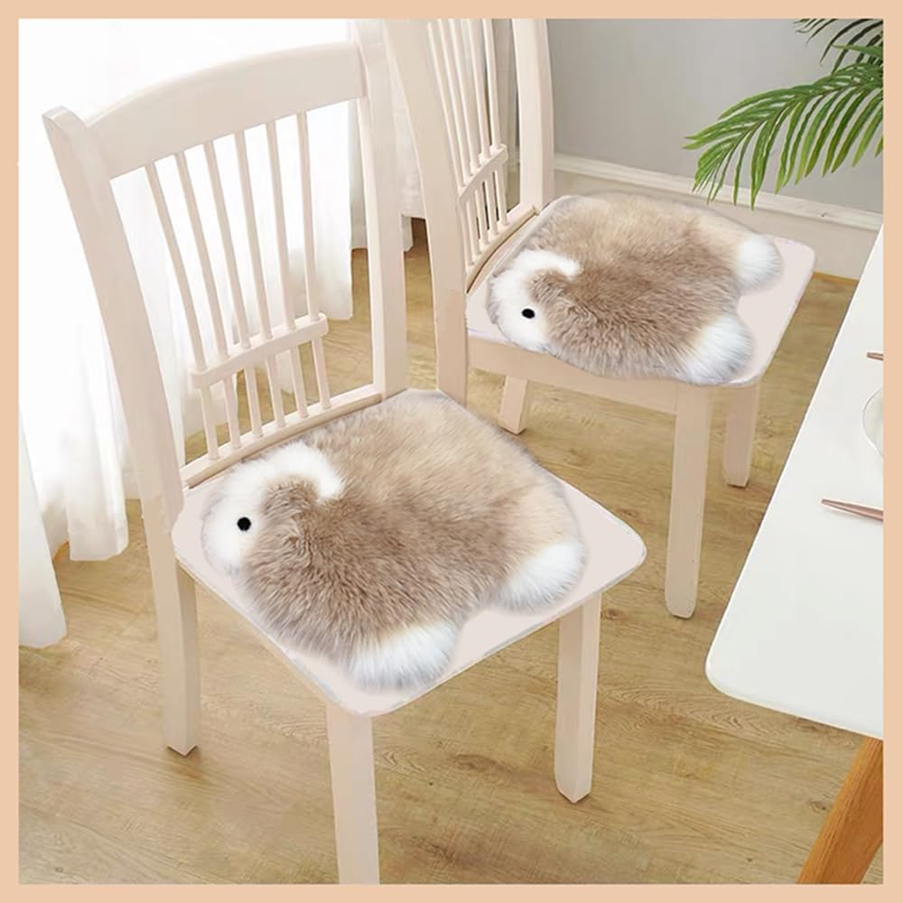 Genuine Wool Car Seat Cushion Comfort Style，Adorable Sheep Shaped Cushion for Car Seats & Chairs Natural Cute Wool Seat Soft Cover Universal Fit (1PC) (Light Brown)