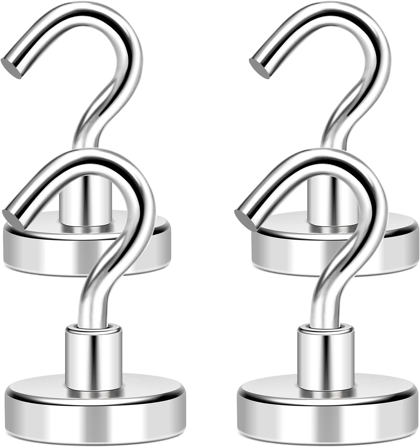 MIKEDE Magnetic Hooks, 40Lbs+ Heavy Duty Magnet Hooks for Cruise Cabins, Super Neodymium Hanging Hooks Strong Magnets with Hook for Fridge, Magnetic Hanger for Grill, Toolbox, Storage, Pack of 4