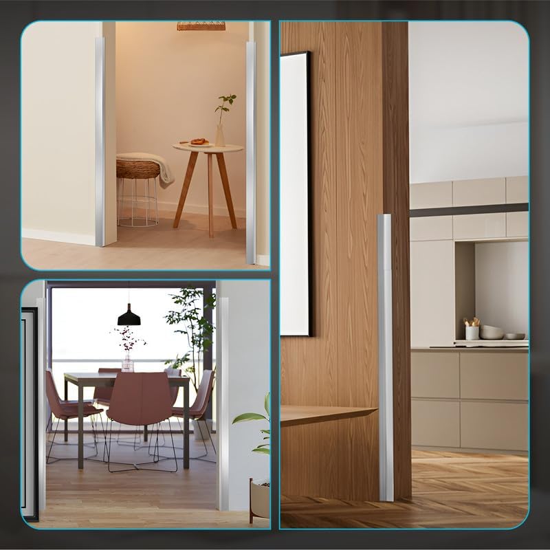 Proflex Wall Corner Protector - Pack of 6 Self Adhesive Corner Guards for Walls Edge Protection - 2 inch x 36 inch, Brushed Aluminum – Easy to Apply – No Tools Needed