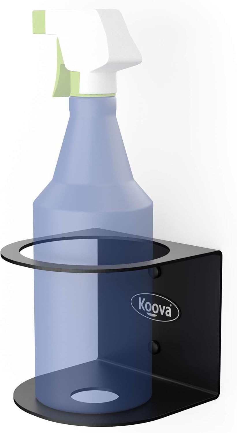 Koova All-Purpose Spray Bottle Holder | Easy Install Wall Mount - Hardware Included | Heavy-Duty Powder Coated Steel Storage Rack for Garage And Home | Craft Workspace Paint Bottle Organizer USA Made