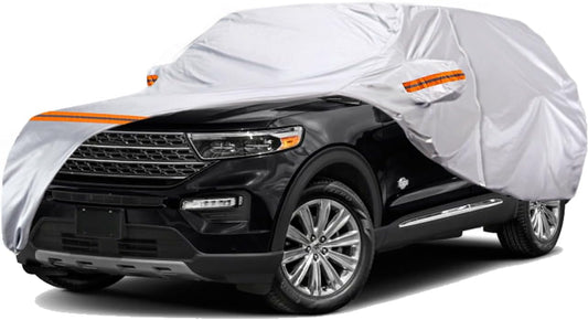 TUCAREST 6 Layers Full Car Cover for SUV- Waterproof, Insulated, Anti-UV, Snow-Proof, Hail-Resistant, Anti-Wind, All-Weather, Thickened Protection, up to 208 in
