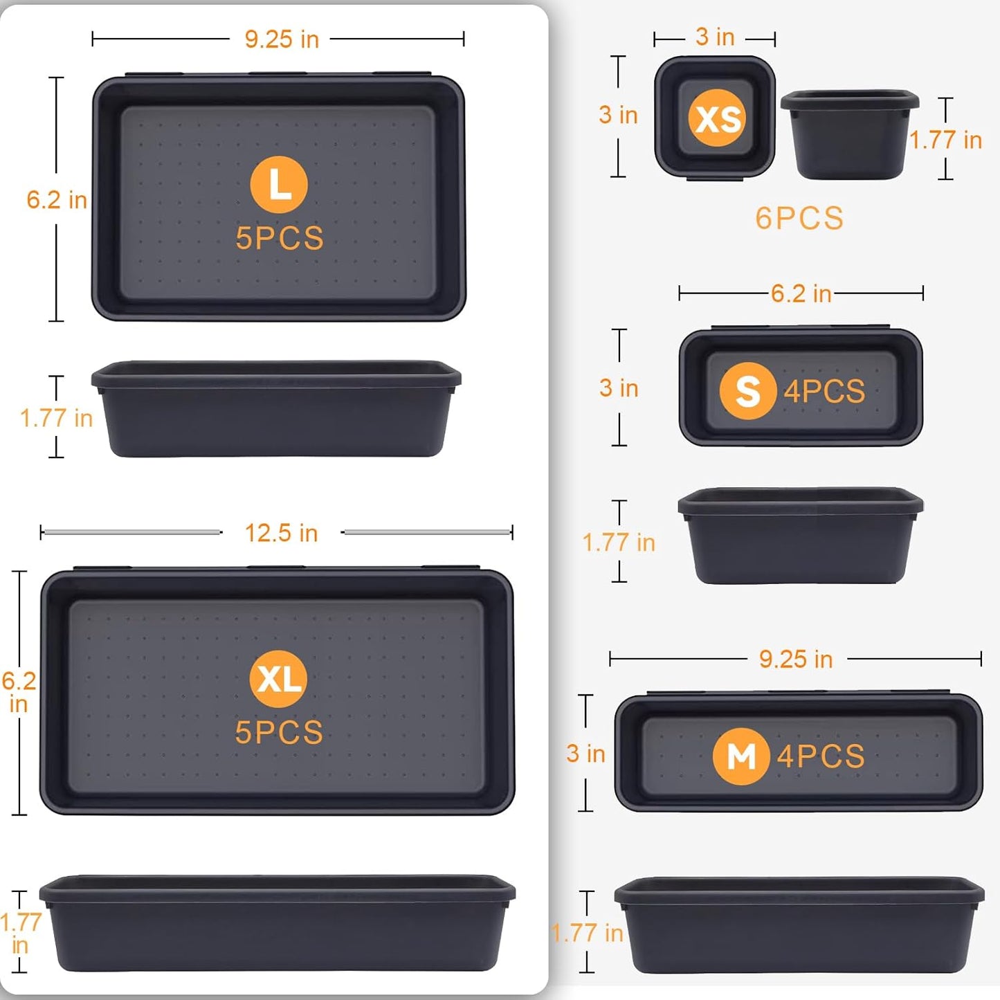 Tool Box Organizer Tray, Toolbox Desk Drawer Organizer, Tool Box Tray, Toolbox Organization Storage for Rolling Tool Chest (24 PCS)
