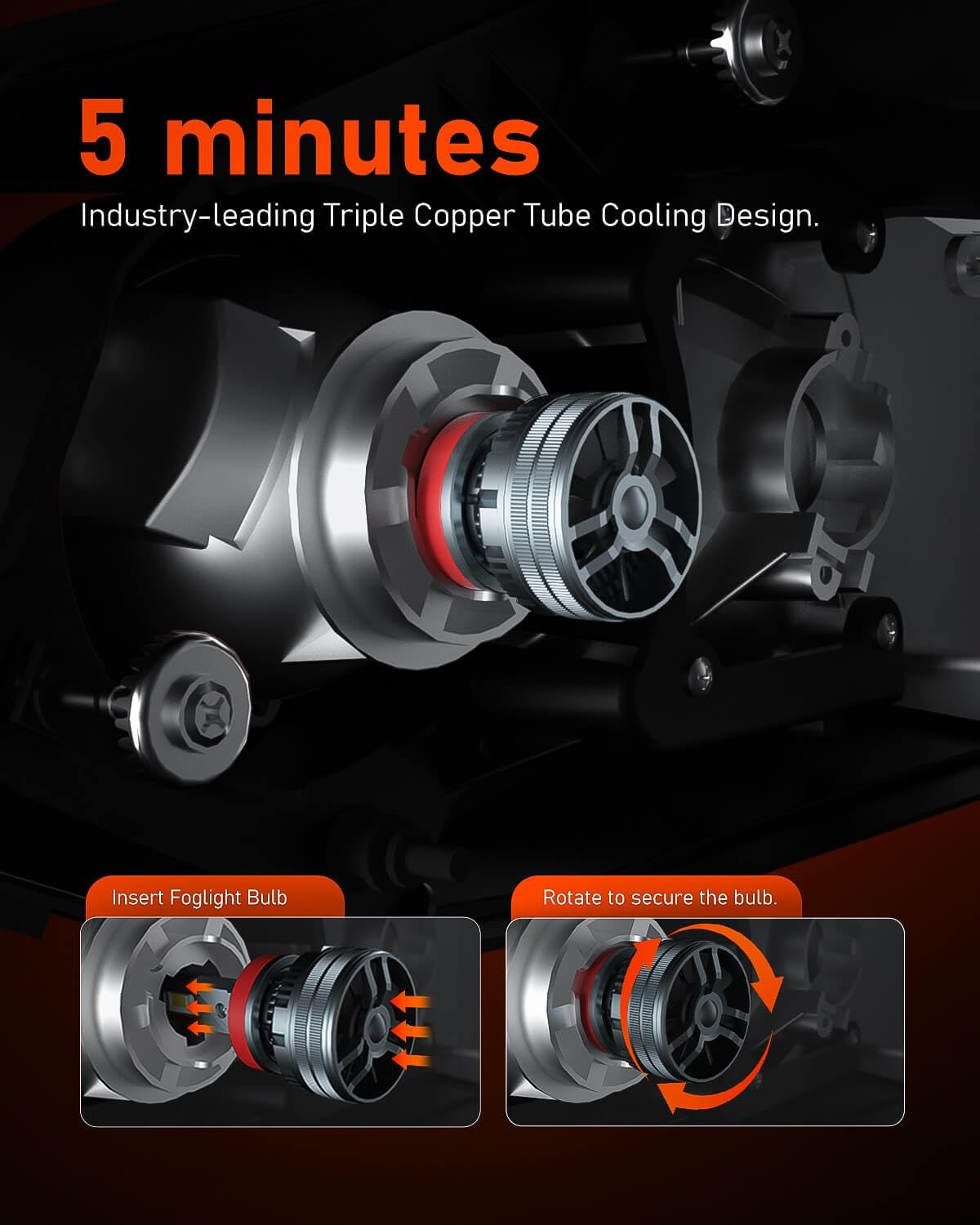 LUXSTER | Punisher H13 9008 LED Bulbs, 40000LM Ultra Bright, Triple Copper Pipes Cooling Tech(Unique), Dual Beam, Plug-N-Play Installation, 6000K Pure White Foglight, IP68 Waterproof, Pack of 2