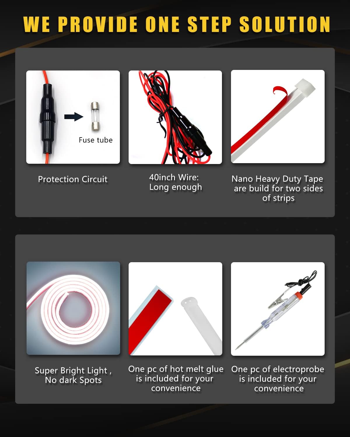 YM E-Bright Led Hood Light Strip Exterior Led Strip Lights for Cars Waterproof Flexible DRL Dynamic Scan Start Up Hoodbeam Kit Daytime Running Light for Car,Truck,SUV,12V 70inch White,1 Set