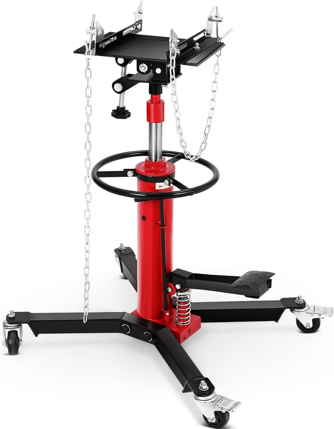 Transmission Jack, 1100LBS (1/2 Ton), Hydraulic Telescoping Transmission Jack, 32"-67" Transmission Jack Stand with Foot Pedal & 360° Swivel Wheels for Garage and Car Lifting,