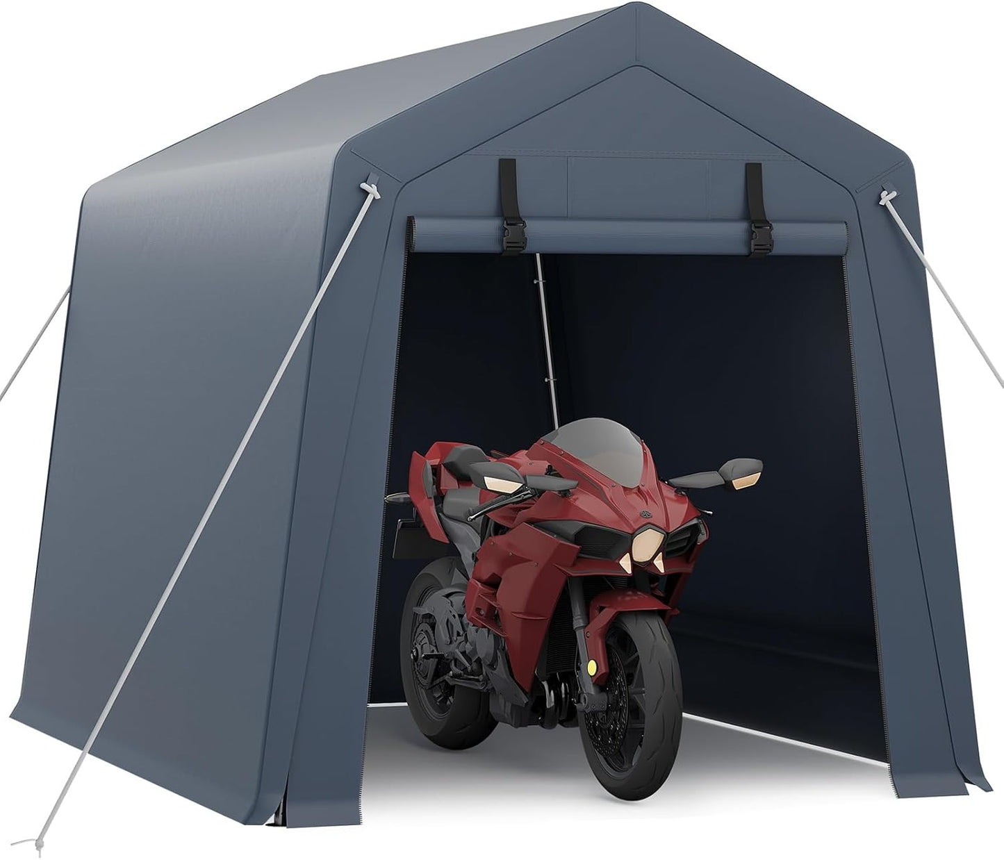 6x8 Ft Carport Heavy Duty Tent with Roll-Up Windows, Portable Garage with Removable Sidewalls & Doors, Car Canopy All-Season Tarp for Car Boat Truck Motorcycle, Grey