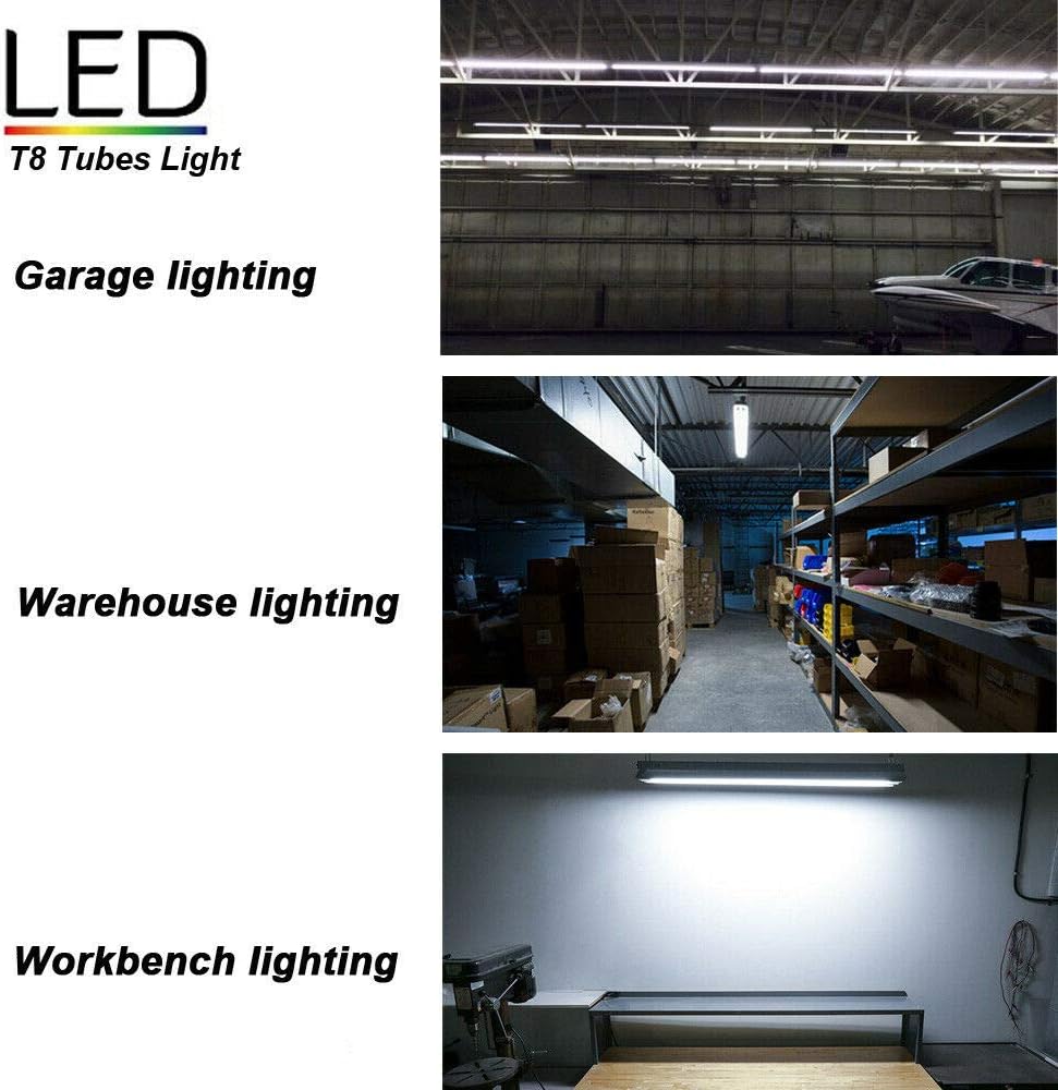 20 Pack, LED Shop Light, 8FT 144W 14500LM 6000K, Cold White, U Shape, Clear Cover, Hight Output, Linkable Shop Lights, T8 LED Tube Lights, LED Shop Lights for Garage 8 Foot with Plug