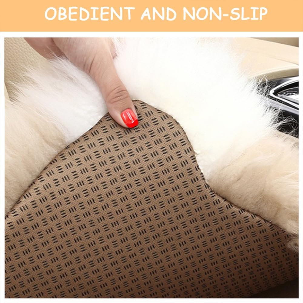 Genuine Wool Car Seat Cushion Comfort Style，Adorable Sheep Shaped Cushion for Car Seats & Chairs Natural Cute Wool Seat Soft Cover Universal Fit (1PC) (Dark Brwon)