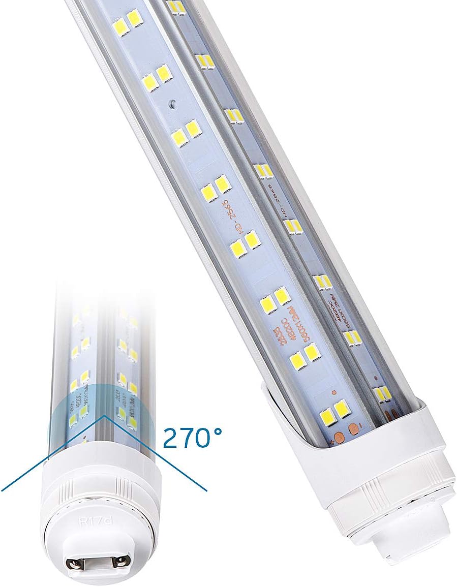 Generic 10 Pcs, 8ft R17D LED Tube Light, F96 t12 HO 8 Foot Led Bulbs, 96'' 8ft led Shop Light, 100-277V Input, 19000LM, Cold White 6000K, Clear Lens