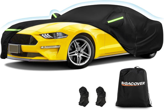 for Mustang Full Car Cover Waterproof All Weather, Outdoor Car Covers with Soft Cotton Lining Windproof Heavy Duty Protection Compatible with 1994-2025 Mustang GT/Shelby/Cobra/Bullitt/ECOBOOST
