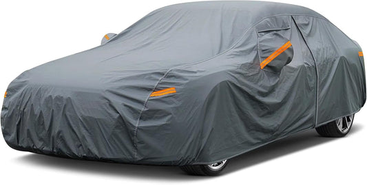16 Layers Car Cover Waterproof All Weather, Heavy Duty Outdoor Car Cover Universal Fit Sedan Lexus ES350, Tesla Model S, Lincoln MKZ, Toyota Avalon, Jaguar XJ, Ford Taurus, BMW 740i etc.
