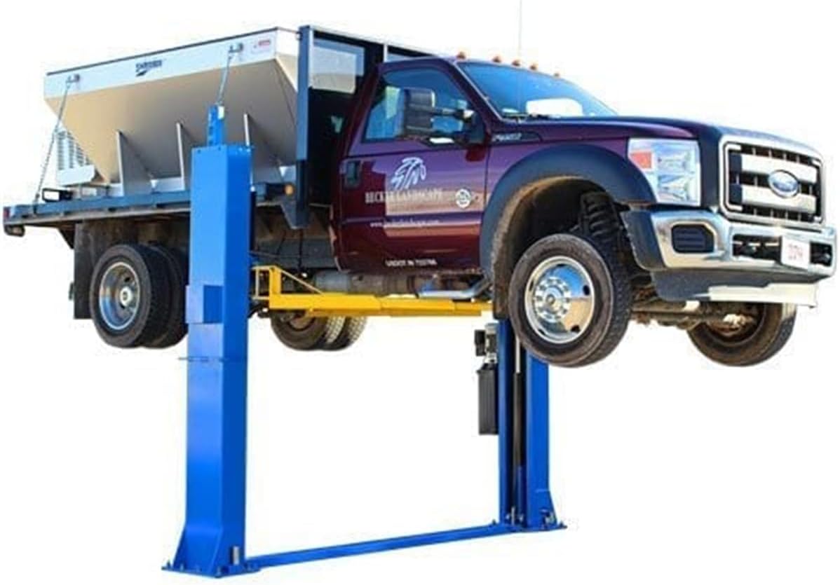Atlas Automotive Equipment BP12000X 2-Post Commercial Grade Vehicle Lift, Baseplate, Open-top Style, 10’4” Minimum Ceiling Height, 12,000lb Capacity, 3-Stage Symmetric Arms, For Low Ceiling Garage Use
