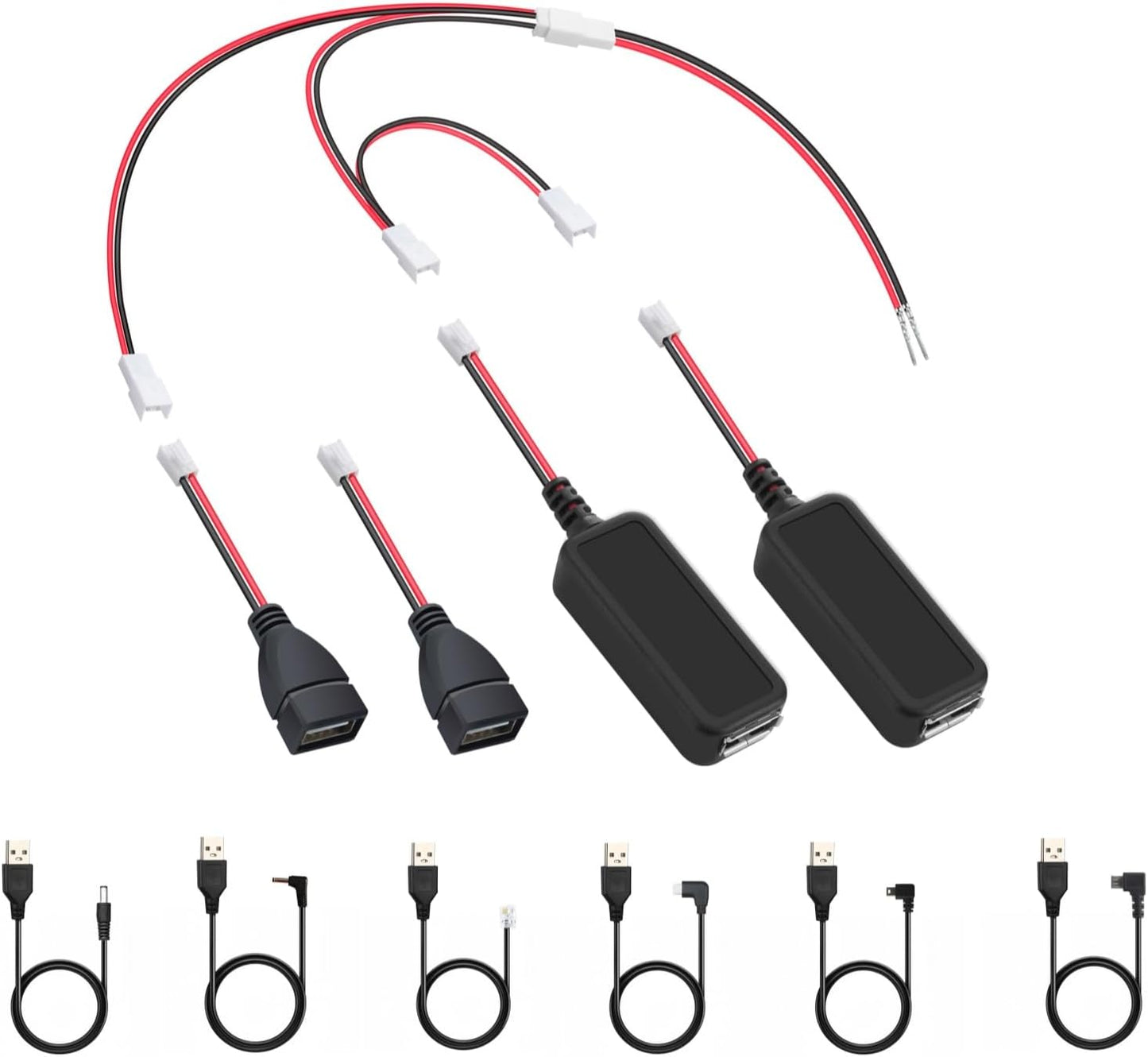 Radar Detector Cord hardwire kit,Dash cam Rearview Mirror Plug Cord,Install Three Devices at The Same time, Such as Baby Car Camera/Dash Cam/Portable Carplay Screen for Car/Backup Camera/Navigation