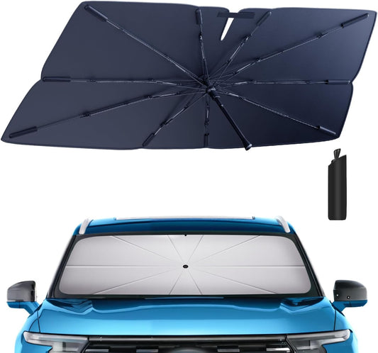 Windshield Sun Shade Umbrella for 2015-2024 Ford Edge Accessories: Custom Fit 210T Silver, Foldable Sunshade Front Window Sun Visor, Blocks UV Rays, Keeps Car Cool for SE, SEL, Titanium, ST, ST-Line