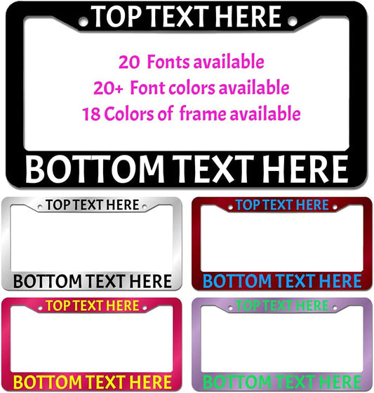 License Plate Frames for Cars, Make Your Own Text Custom License Plate Frame Holder, Message Designs Metal Decorative Customizable Personalized