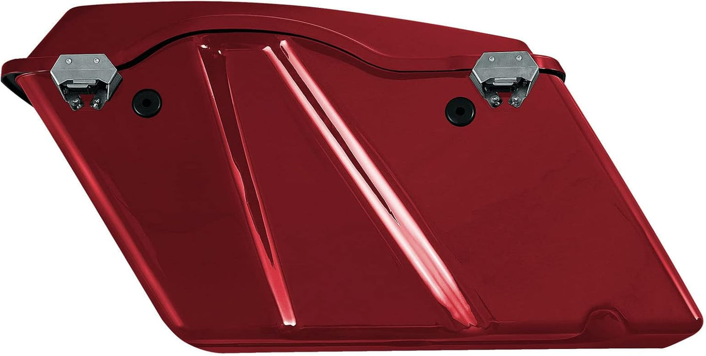 XFMT Red Hard Saddlebags Saddle Bags Trunk W/Chrome Conversion Brackets For Harley Softail Heritage Classic Deluxe 1984-2017