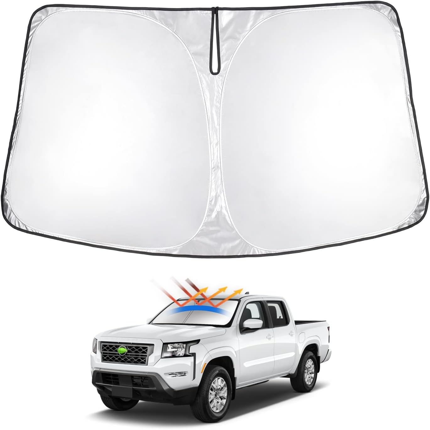 T TGBROS Windshield Sun Shade Custom Fit for 2022-2023 2024 2025 Nissan Frontier Accessories Foldable Sun Shield Reflective Polyester Sun Visor Cover Block Heat and Sun Protection