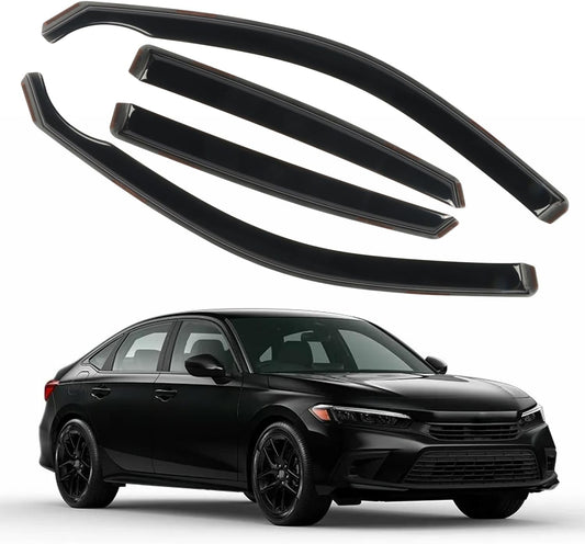 4pcs in-Channel Rain Guards Fit for 2022 2023 2024 Honda Civic Hatchback，Smoke Tinted Window Visors Sun Shields, Wind Deflector, Durable Vent Visors Shade