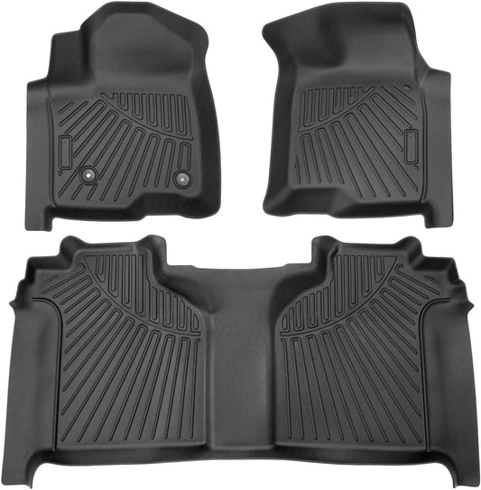 Powerty 3D Floor Mats for 2019-2025 Chevrolet Silverado 1500 & GMC Sierra 1500 - with Rear Underseat Storage Box Accessories