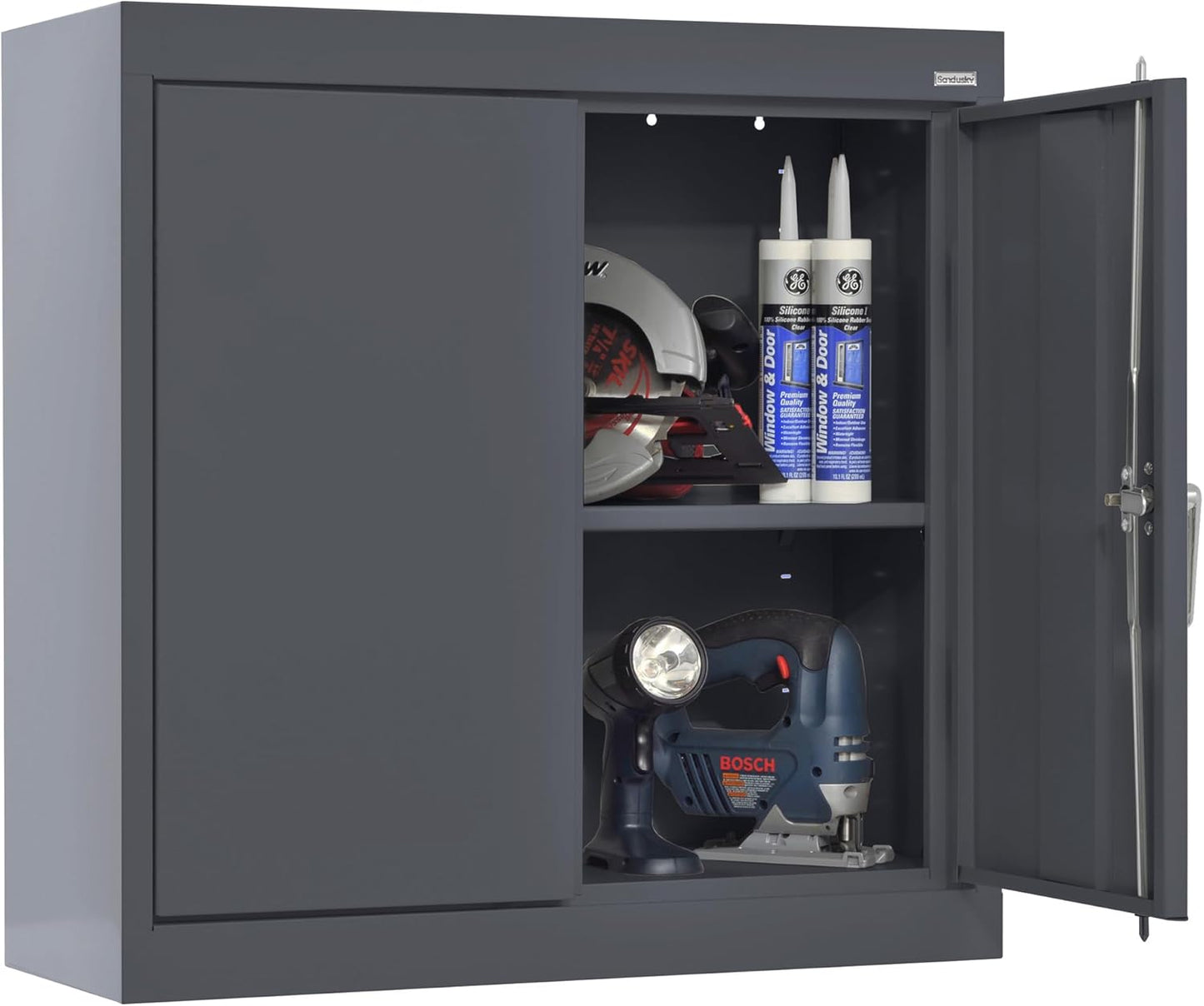 Sandusky Lee WA11301226-02 Wall-Mount Metal Storage Cabinet with Adjustable Shelf, Locking Handle, 200lb Capacity, 12" Depth x 30" Width x 26" Height, Charcoal