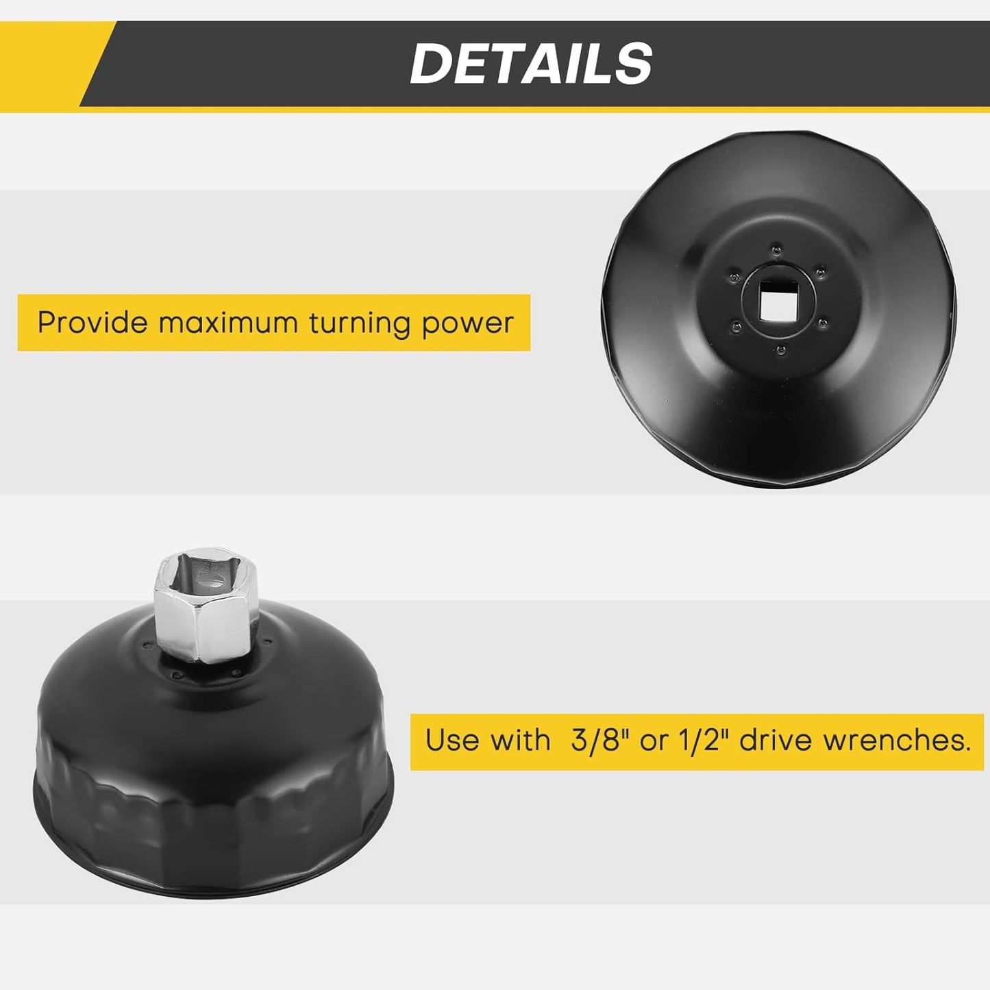 15PCS Oil Filter Cap Wrench Tool | Universal Oil Filter Socket Wrench Set 3/8 inch Drive