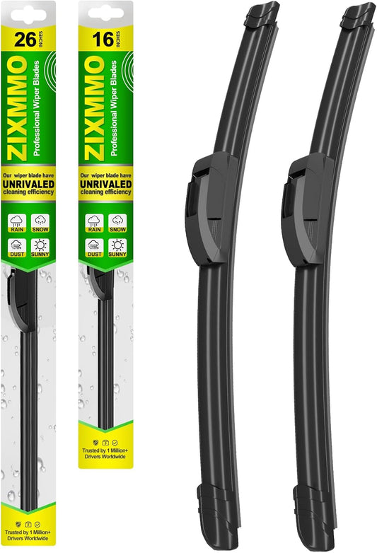 OEM Quality 26in + 16in Premium All-Season Windshield Wiper Blades for Original Equipment Replacement(Set of 2)