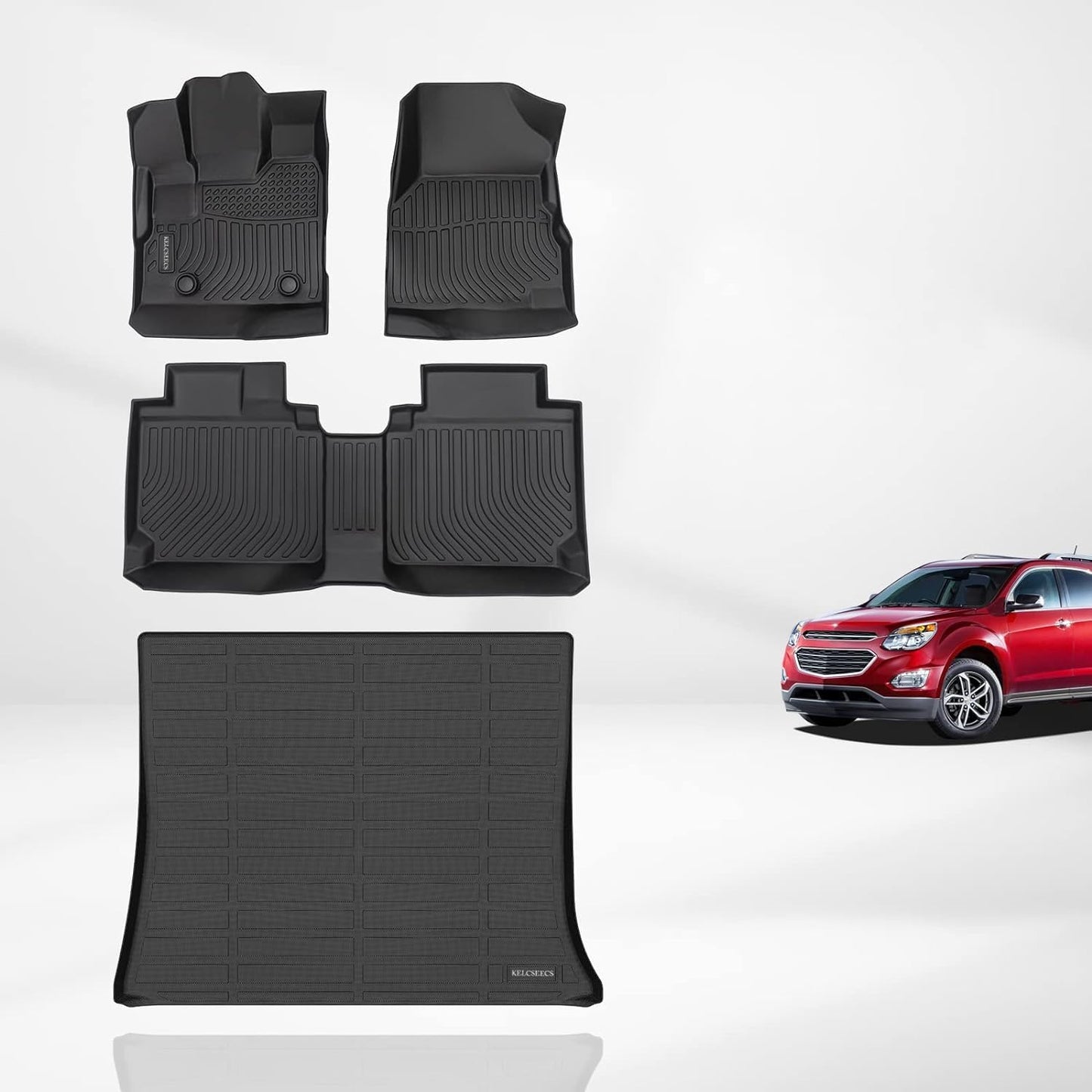 KELCSEECS Floor Mats & Cargo Liner for 2012 2013 2014 2015 2016 2017 Chevrolet Chevy Equinox & GMC Terrain/Terrain Denali All Weather Car Mats Cargo Mat Floor Liners Trunk Mat Trunk Liner Accessories