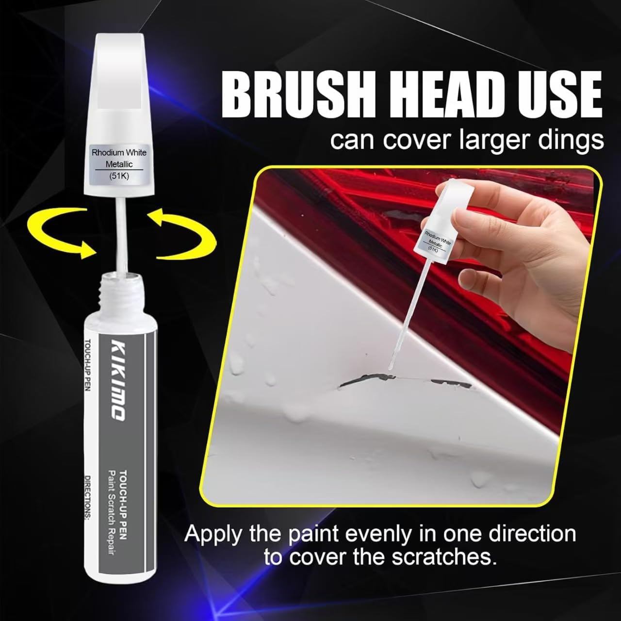 KIKIMO for Mazda Touch Up Paint(Deep Crystal Blue Mica(42M)), Car Paint Repair Kit for Mazda, 2 In 1 Scratches Repair with Pen Tip and Brush, Color-Matched for Quick & Easy Fix