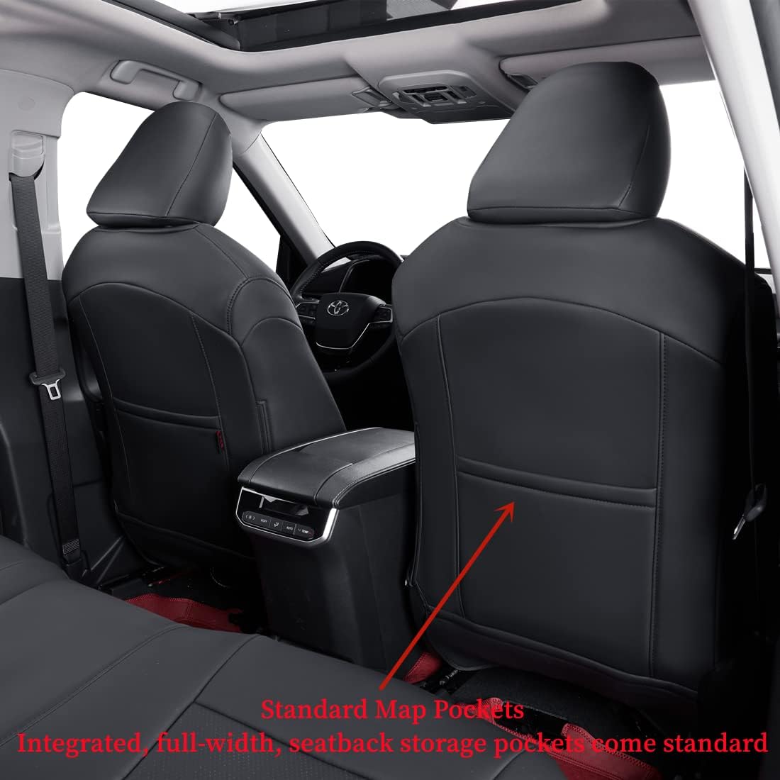 coverdream Camry Seat Covers Custom Fit for 2018-2024 Toyota Camry L LE SE SE Nightshade,Full Coverage Waterproof Leatherette Car Seat Protector (Full Set,Black)