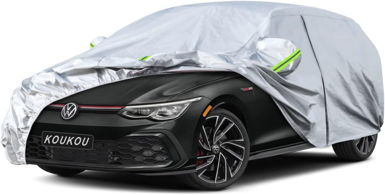 KouKou Hatchback Car Cover Waterproof All Weather Outdoor for Automobile Protection, Fit VW Golf GTI, Toyota Matrix, Audi A3,Ford Focus, Honda Fit, etc. (Length up to 178 inches)