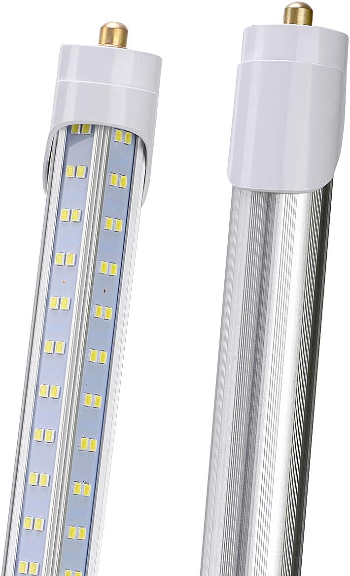 20 Pack, 8 Foot LED Bulbs, 150W 19000lm 6000K, Super Bright, T8 T10 T12 LED Tube Lights, 4 Rows V Shape, FA8 Single Pin LED Lights, Clear Cover, 8 Foot LED Bulbs to Replace Fluorescent Light Bulbs