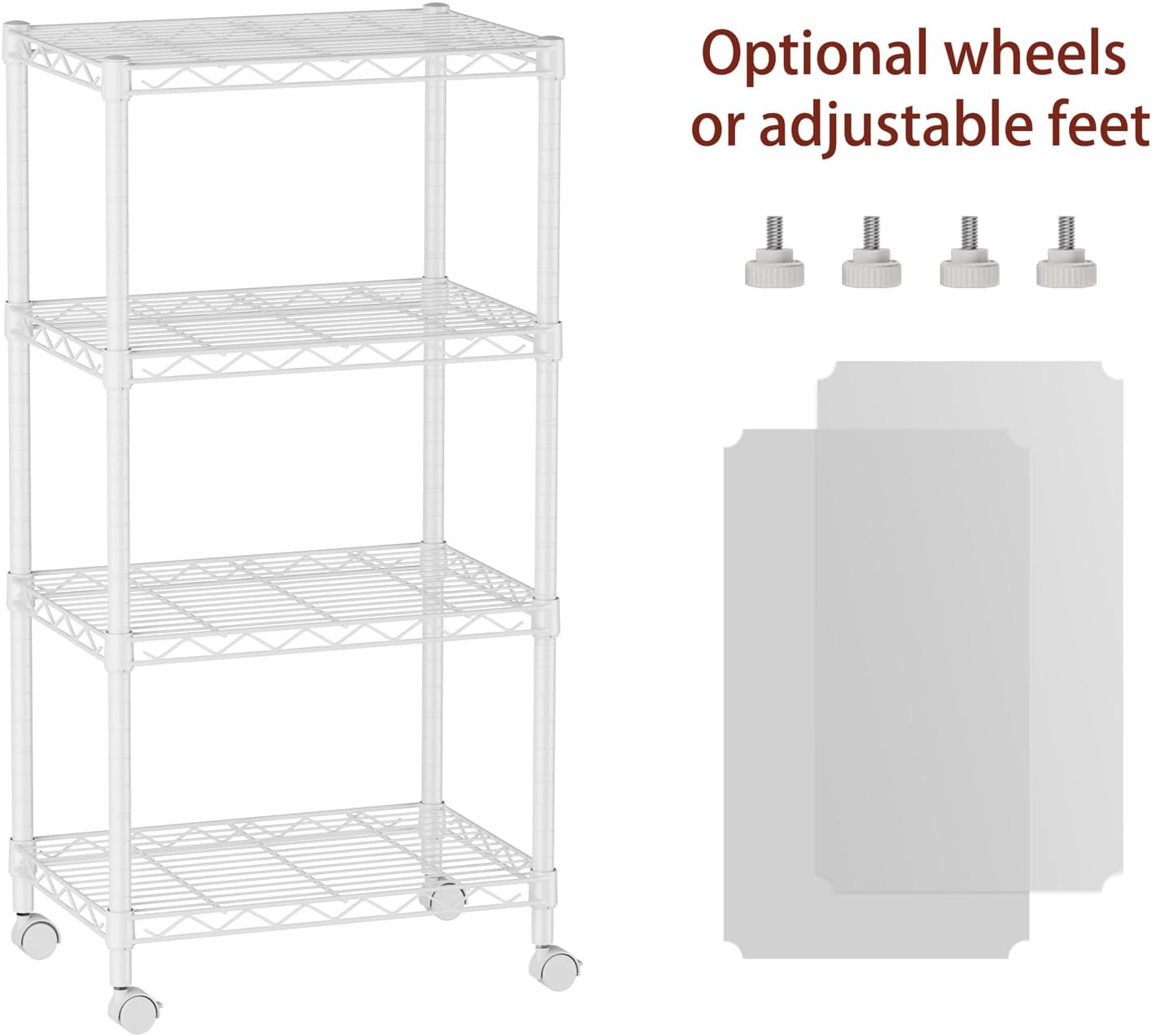 SINGAYE 4 Small Wire Shelves Kitchen Pantry Close Home Organizers and Storage Bathroom Shelf Laundry Room Organization Adjustable Book Metal Garage Shelving Unit