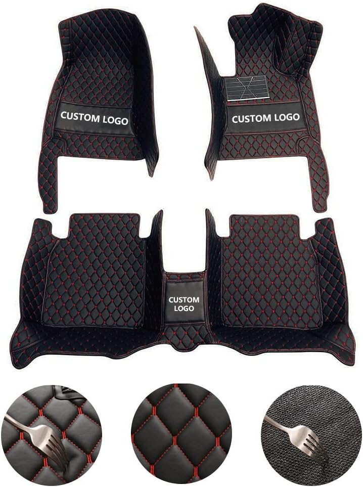 Custom All-Weather Protection Leather Car Floor Mats for Cars Sedan SUV Sports Car Waterproof Floor Mat (Orange)