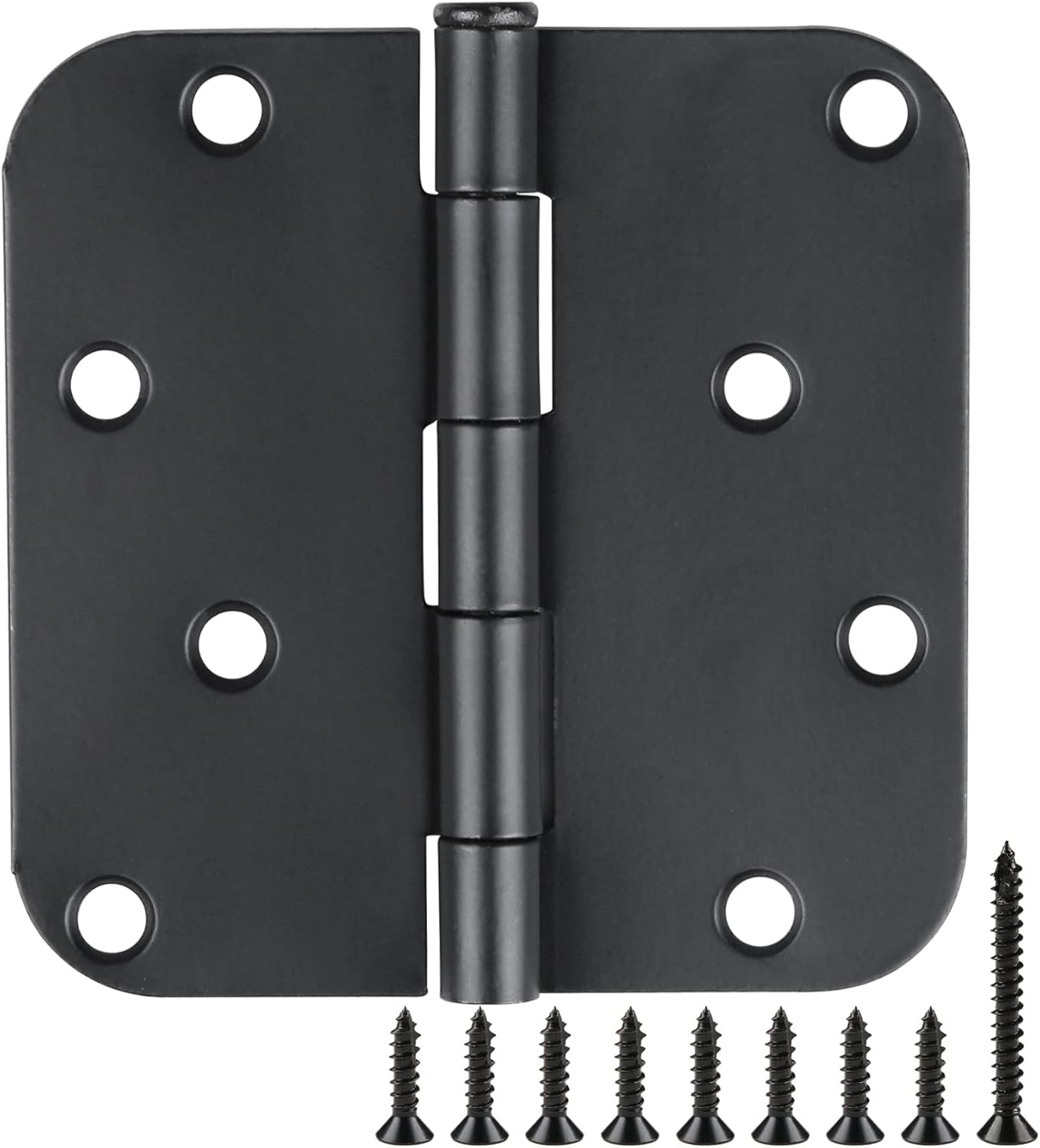 3 Pack Black Door Hinges Matte Black 4 Inch 5/8" Radius Hinges for Doors 4 Inch Exterior/Interior Door Hinge Rounded Gate House Front Door Hinges Standard Residential Heavy Duty Door Hardware