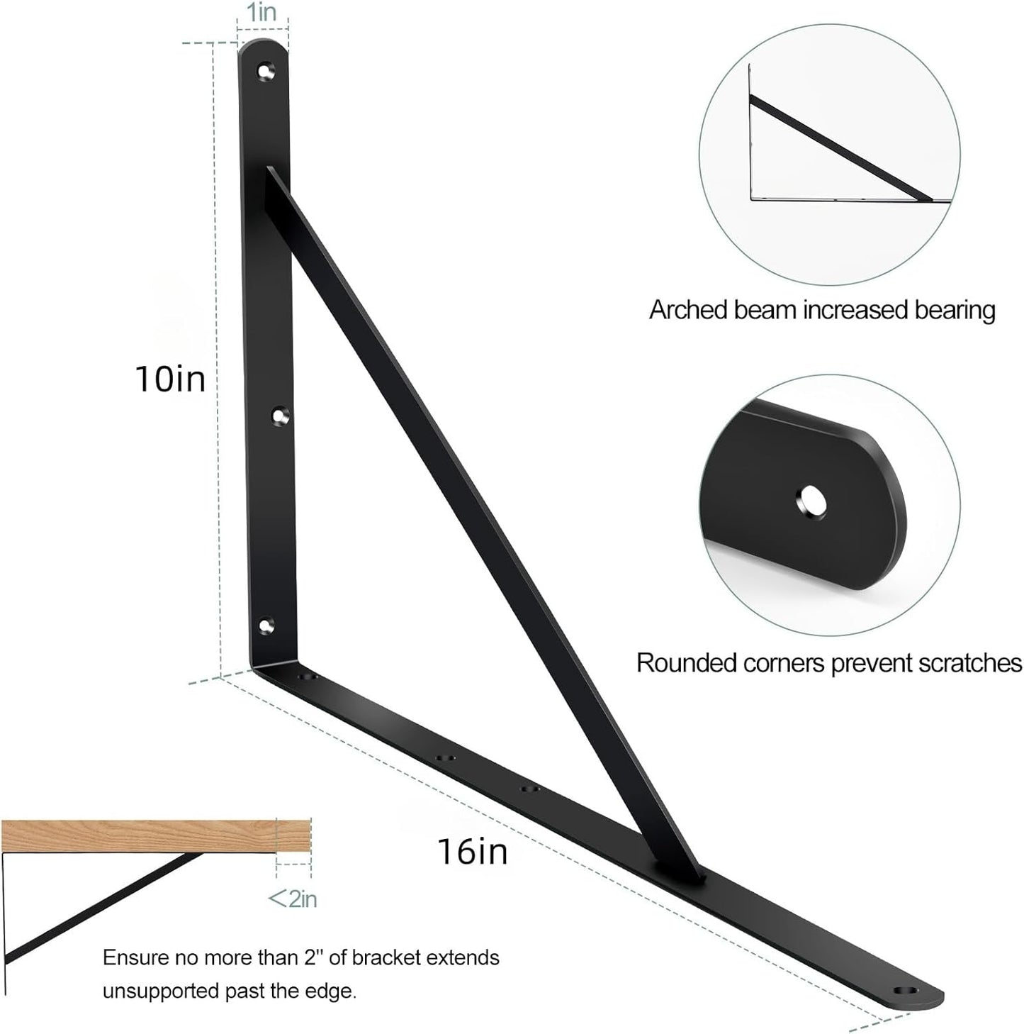 20 Pack L16 x H 10" Black Heavy Duty Shelf Brackets with Screws Metal Shelf Brackets Shelf Support Angle Brackets for Shelves L Brackets Heavy Duty Floating Shelf