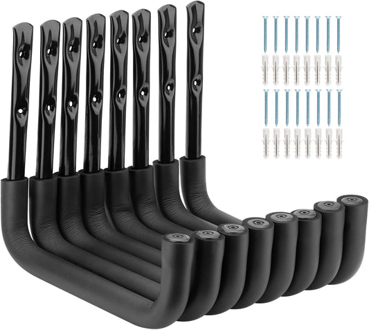 8 Pack Ladder Hooks 9.8Inch Garage Storage Utility Hook Heavy Duty Wall Mounted Storage Organizer Hanging Folding Chair Bike Ski Tool