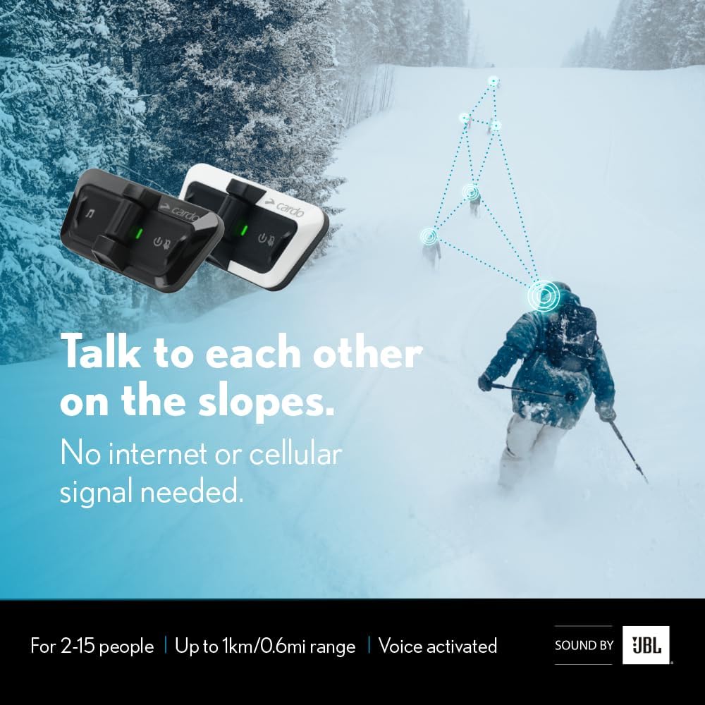 Cardo PACKTALK Outdoor Helmet Communication System, Great for Ski, Snowboard and Cycling (White, Single Pack)
