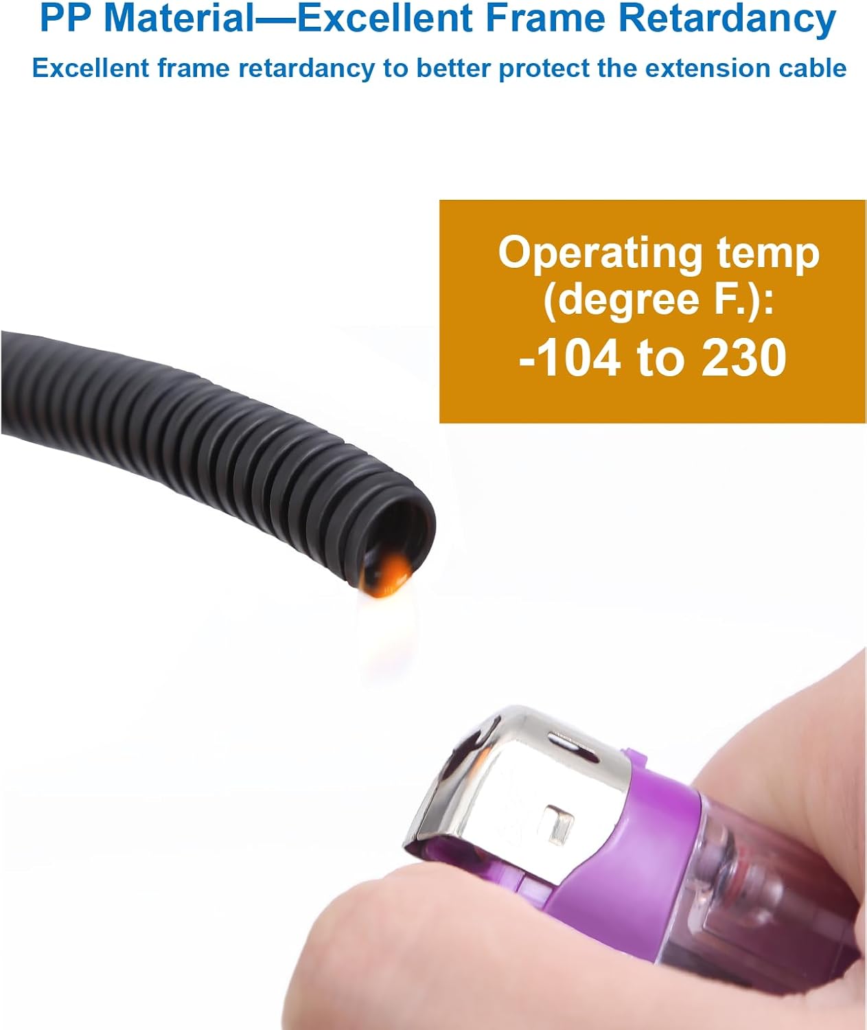 4 Pin Backup Camera Cable with Corrugated Tube Cover, 4 Pin Aviation Extension Cord, Weatherproof, Compatible with Rearview Camera Systems, Radar DVRs, CCTV Security Systems(65FT/20M)