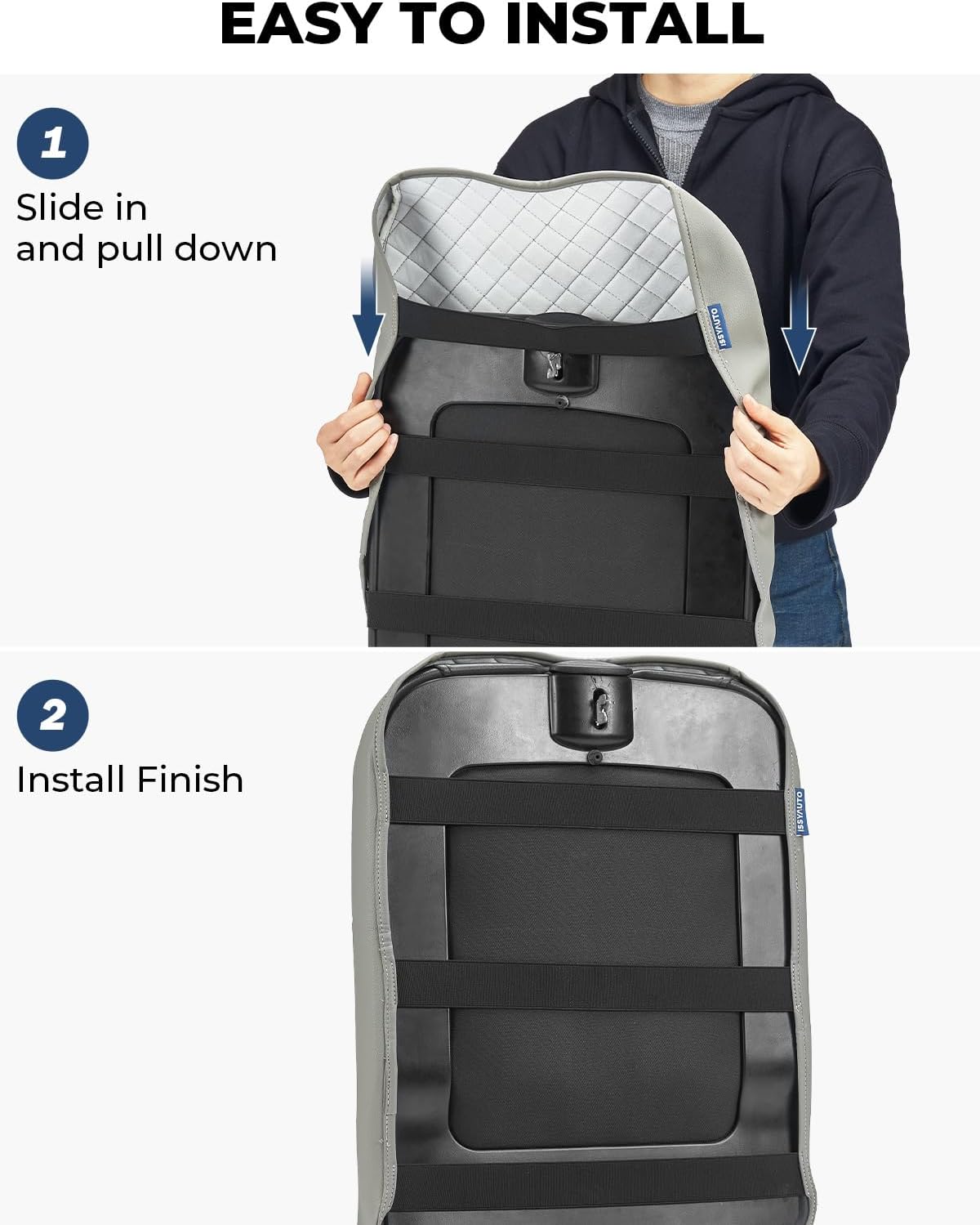 ISSYAUTO Center Console Cover Compatible with 2002-2012 Ram 1500 2500 3500 Jump Seat Console, Leather Armrest lid Cover Arm Rest Covering for Car, Durable Middle Console Cover, Gray